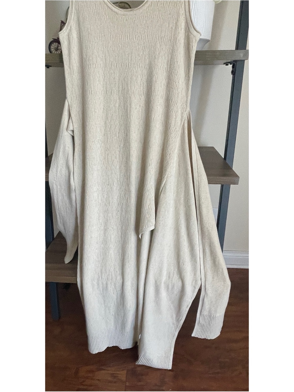 Modern Citizen Sleeveless Knit Tie-Waist Dress, Medium Oatmeal Color - Picture 14 of 16